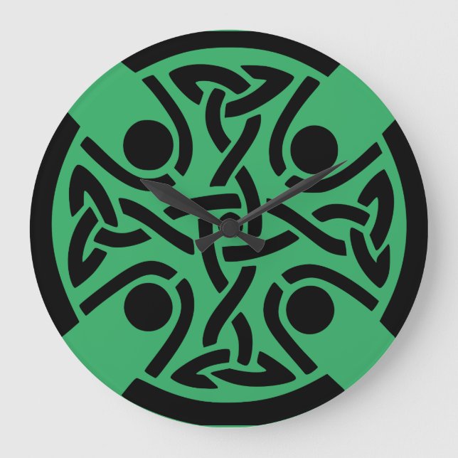 Ancient Celtic Cross Knotwork Fine Art Large Clock (Front)
