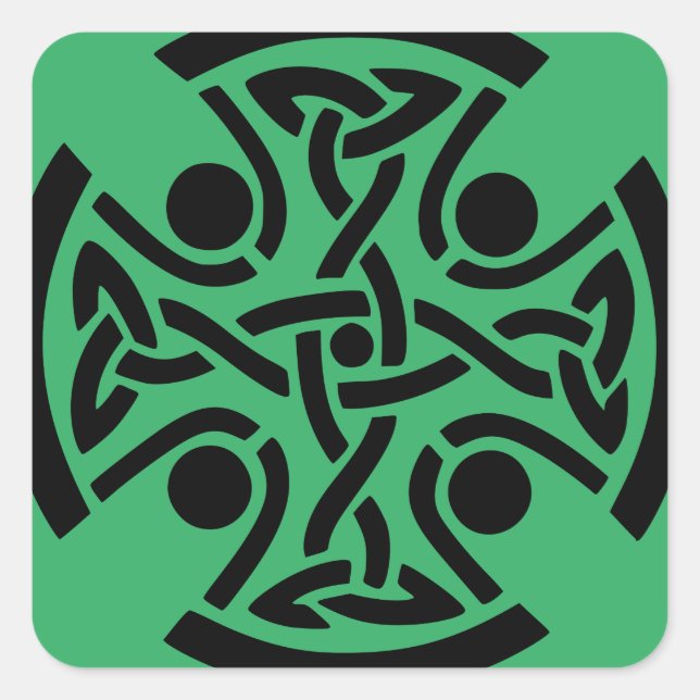 Ancient Celtic Cross Knotwork Fine Art Square Sticker (Front)