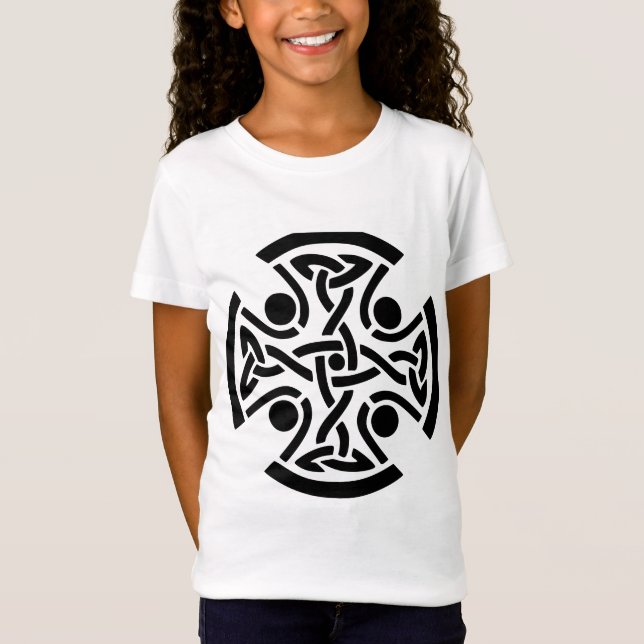 Ancient Celtic Cross Knotwork Fine Art T-Shirt (Front)