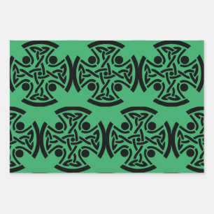 Ancient Celtic Cross Knotwork Fine Art Wrapping Paper Sheet