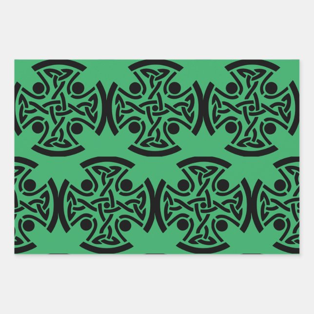 Ancient Celtic Cross Knotwork Fine Art Wrapping Paper Sheet (Front)