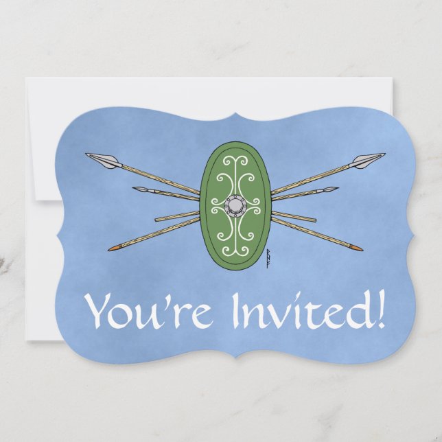 Ancient Celtic Shield and Spears Invitation (Front)