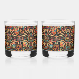 Ancient Cerulean "Aztec Dream" 12oz Rocks Glasses