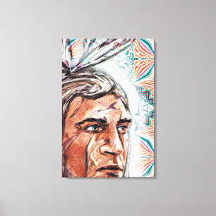 Ancient chieftan and fractal pattern canvas print