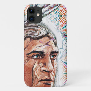 Ancient chieftan and fractal pattern iPhone 11 case