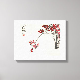 Ancient China Painting-Qi Baishi-Red Wintersweet Canvas Print