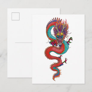 Ancient Chinese dragon  illustration Postcard