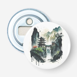 Ancient Chinese Ink Landscape with Waterfall Bottle Opener