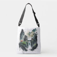 Ancient Chinese Ink Landscape with Waterfall