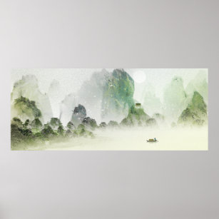 Ancient Chinese Ink Painting Valley Poster