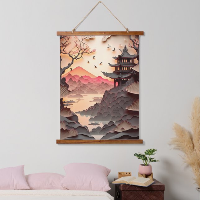 Ancient Chinese Scene Paper Cut Wall Tapestry (Bedroom)