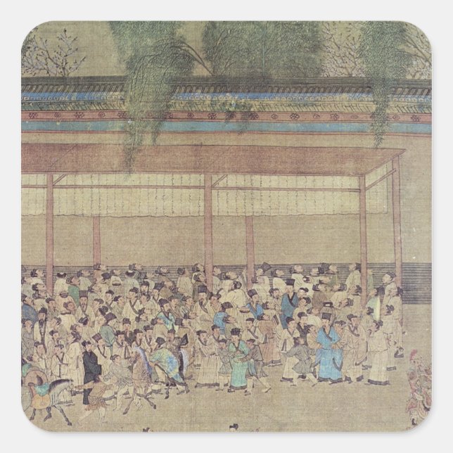 Ancient Chinese Waiting for Examination Square Sticker (Front)