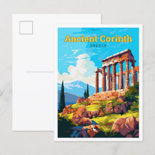 Ancient Corinth Greece Travel Vintage Illustration Postcard