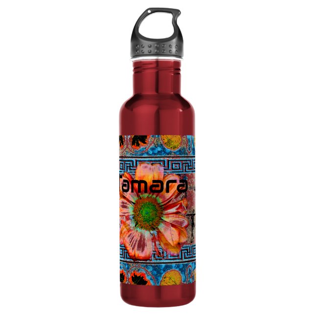 Ancient Dance with figures and a flower 710 Ml Water Bottle (Front)