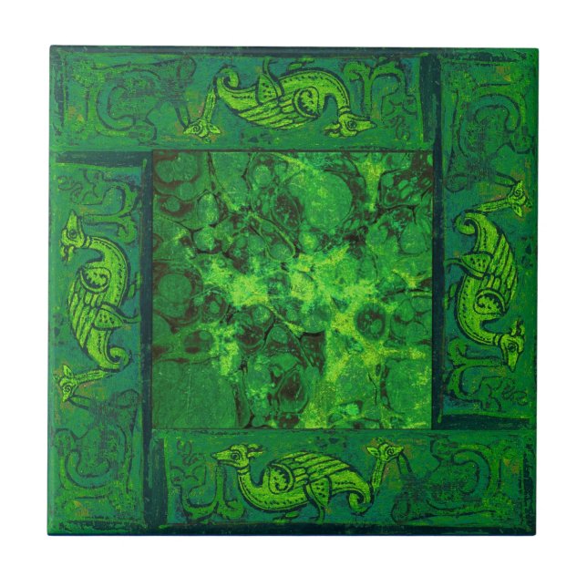 Ancient Designs In Emerald Third Of Four Tile (Front)