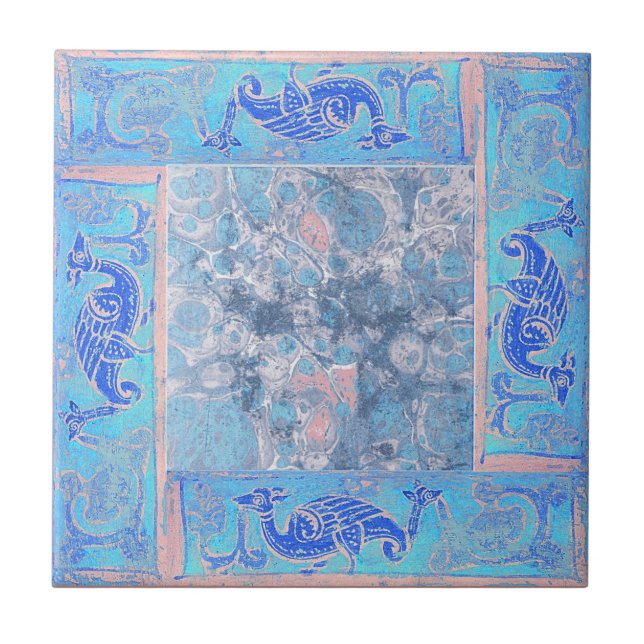 Ancient Designs In Sky Blue Third Of Four Tile (Front)