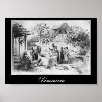 Ancient Dominican Republic Painting circa 1871