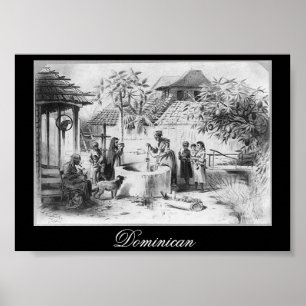 Ancient Dominican Republic Painting circa 1871 Poster