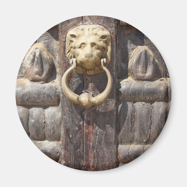 Ancient Door with Lion Knocker Magnet (Front)