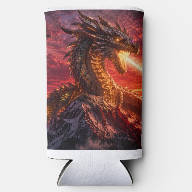Ancient Dragon Guardian Sacred Mountain  Seltzer Can Cooler (Front)