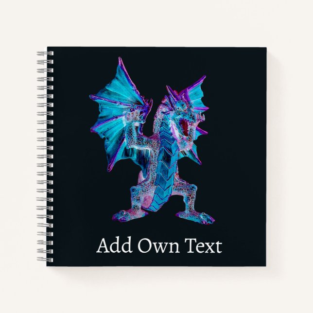 Ancient Dragon Relic Blue Fire Fantasy Manuscript  Notebook (Front)