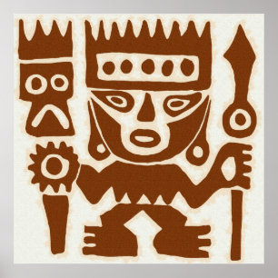 Ancient drawing Peru Warrior  square Poster