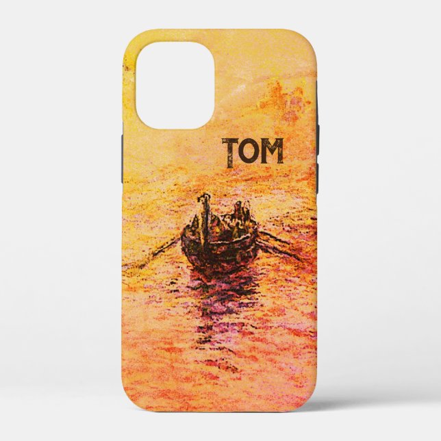Ancient Dream Rowing Boat & Name Case-Mate iPhone Case (Back)
