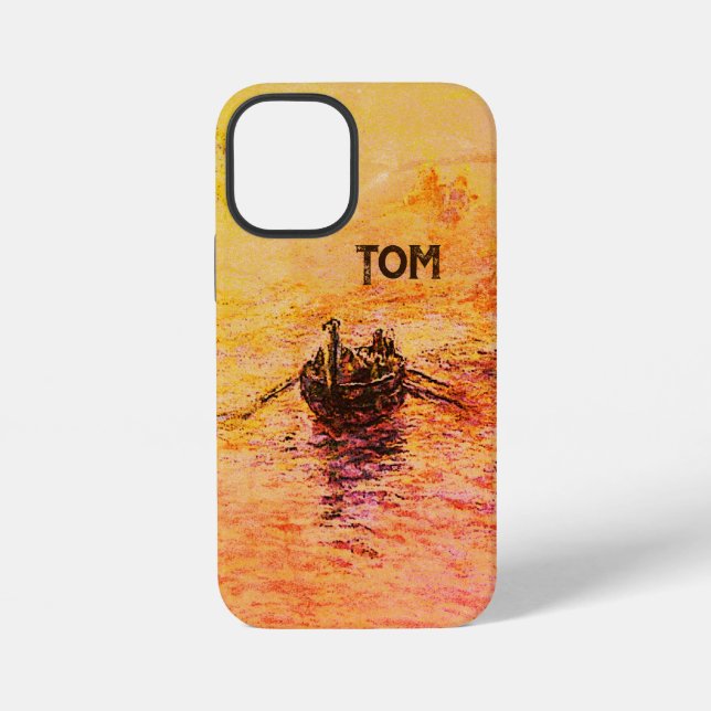 Ancient Dream Rowing Boat & Name iPhone Case (Back)