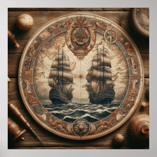 Ancient Dutch (Netherlands) Saling Ships Poster