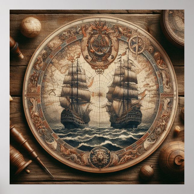 Ancient Dutch (Netherlands) Saling Ships Poster (Front)