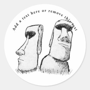 Ancient Easter Island Statues Sketch Classic Round Sticker