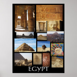 Ancient Egypt Archaeology Pyramids Statues Poster
