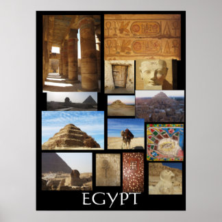 Ancient Egypt Archeology Pyramids Statues Poster