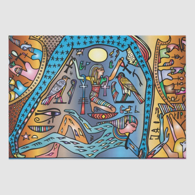 Ancient Egypt Art God Geb Supports Nut in Heaven Tissue Paper (Front)