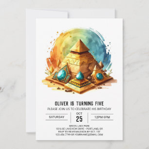 Ancient Egypt Editable Elegant Pyramids Birthday Invitation
