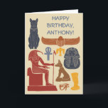 Ancient Egypt Egyptian Graphics Themed Card<br><div class="desc">Know someone who's nearly old enough to be considered ancient? This birthday card featuring different ancient Egyptian style illustrations is a perfect choice. The message on the front as well as on the inside can be customised with your own text. My illustrations depict the god Thoth, the cat goddess Bastet,...</div>