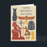 Ancient Egypt Egyptian Graphics Themed Card<br><div class="desc">Know someone who's nearly old enough to be considered ancient? This birthday card featuring different ancient Egyptian style illustrations is a perfect choice. The message on the front as well as on the inside can be customised with your own text. My illustrations depict the god Thoth, the cat goddess Bastet,...</div>