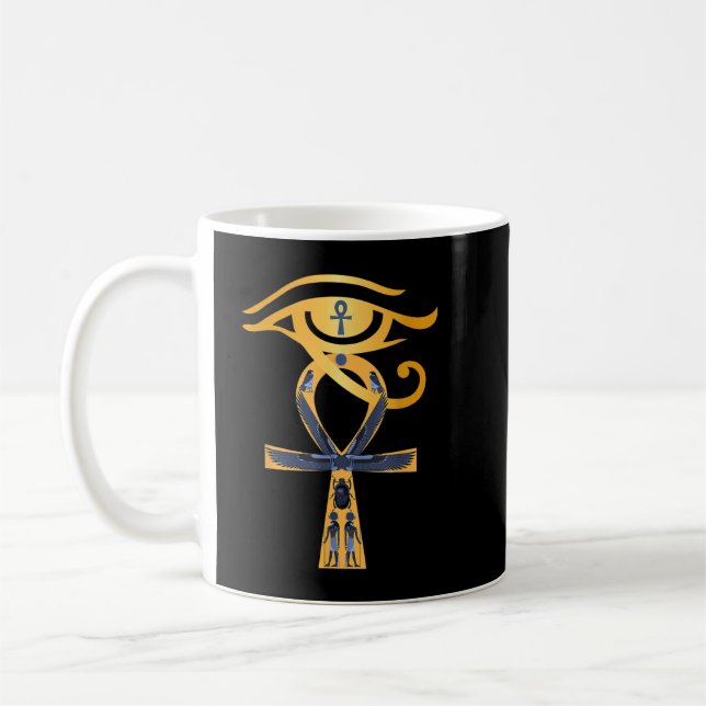 Ancient Egypt God Eye of Horus Ankh Egyptian Symbo Coffee Mug (Left)