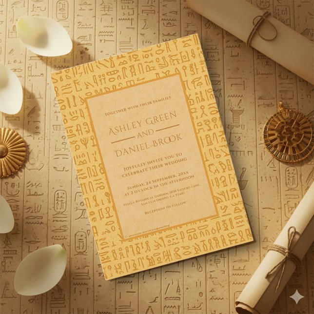 Ancient Egypt Hieroglyphic Motifs Egyptian Wedding Invitation (Creator Uploaded)