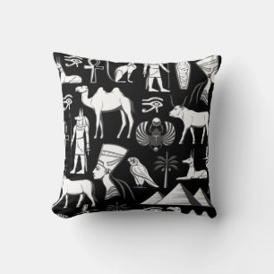 Ancient Egypt Hieroglyphic Symbol Pattern   Cushion