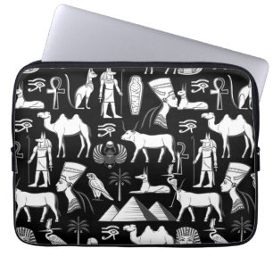Ancient Egypt Hieroglyphic Symbol Pattern Laptop Sleeve