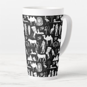Ancient Egypt Hieroglyphic Symbol Pattern Latte Mug