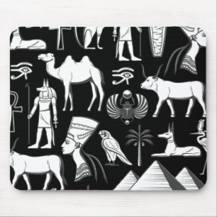 Ancient Egypt Hieroglyphic Symbol Pattern Mouse Mat