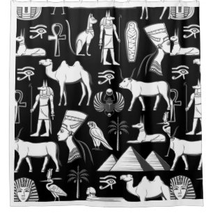 Ancient Egypt Hieroglyphic Symbol Pattern  Shower Curtain