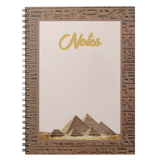 Ancient Egypt Hieroglyphs on Faux Sandstone Notebook (Front)