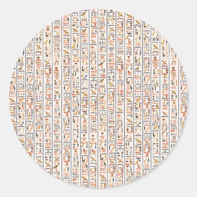 ancient egypt hieroglyphs pattern background histo classic round sticker (Front)
