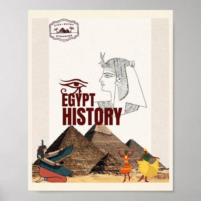 Ancient Egypt History Poster | Pyramids Wall Art P (Front)