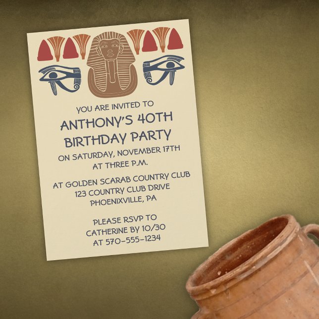 Ancient Egypt King Tut Themed Custom Party Invitation (Creator Uploaded)