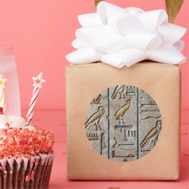 Ancient Egypt Pharaohs Hieroglyphs Engrave Text  Classic Round Sticker (Party)