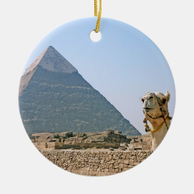 Ancient Egypt: Pyramid and Camel Ceramic Tree Decoration (Front)
